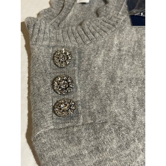 Crown & Ivy Petite XL Button Shoulder Crew Neck Sweater new with tags - Picture 3 of 10